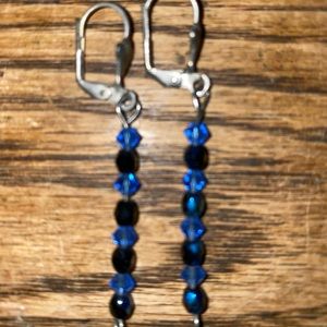 Blue & Black Crystal Sterling Earrings